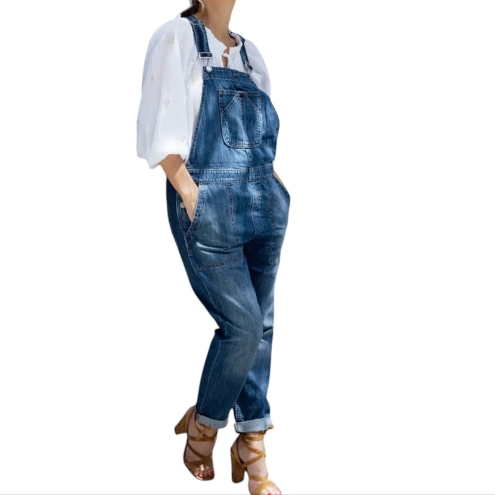 Gap Denim Overalls Blue Relaxed Fit Women Small Adjustable Bib Pockets